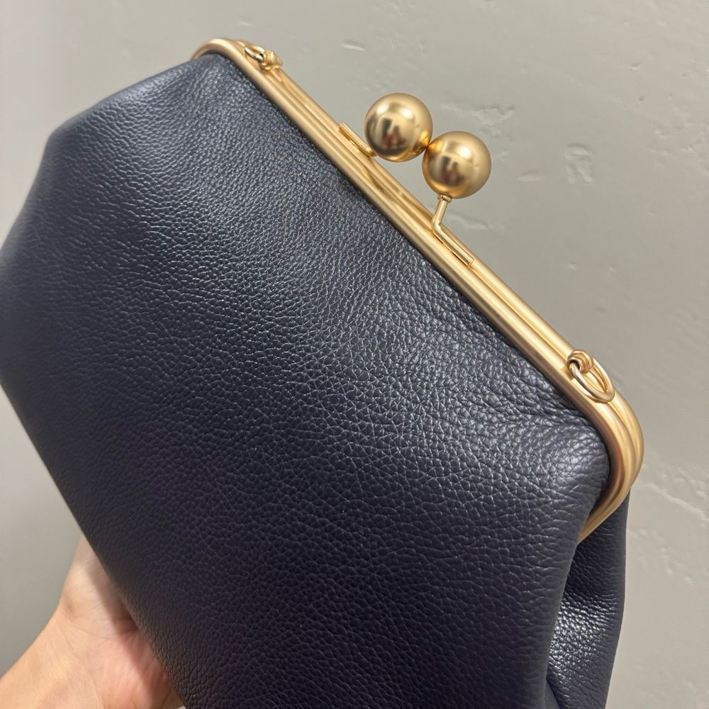 Genuine Pebble Leather Handmade Vintage Style Extra Large Kisslock Frame Bag - Picture 11 of 16